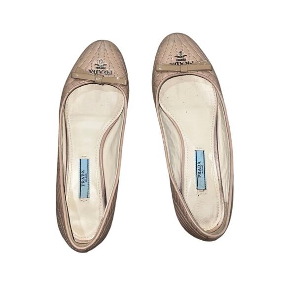 Prada Beige Quilted Leather Nude Ballet Flats EU Size 36 - Picture 1 of 5